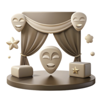 Smiling Face Mask on Stage with Curtain, Star, and Platform png