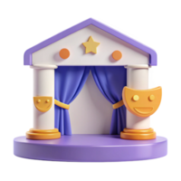 3D Render of a Stage with Purple Curtains and a Star on Top png