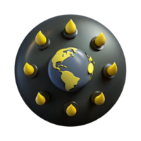 3D Render of Earth with Yellow Spikes png
