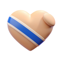 3D Heart with Blue and White Ribbon png