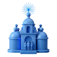 Blue 3D Structure with Domed Towers and a Starburst on Top png