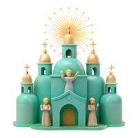 3D Render of a Church with Golden Domes and a Starburst png