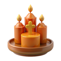 Candles with Cross on Tray png