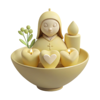 3D Render of a Yellow Figurine with Candles png
