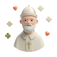 Smiling Priest with Cross in 3D png