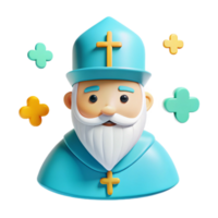 3D Render of a Religious Figure with a Cross png