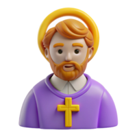 3D Render of a Religious Figure with a Halo and Cross png