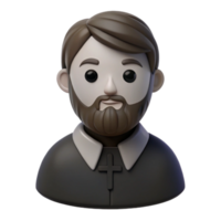 3D Cartoon Character of a Man With a Beard and a Cross png