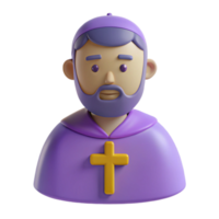 3D Cartoon Priest Character with Cross png