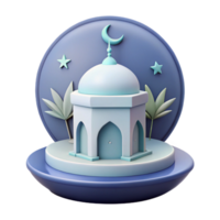 3d render do uma mesquita com crescente lua e estrelas png