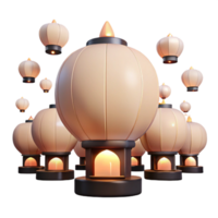 Illuminated Lanterns with Glowing Flames png