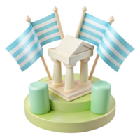 3D Render of an Ancient Temple with Flags png