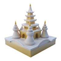 3D Rendered Pagoda with White and Gold Design png