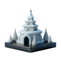 3D Render of a White Building with Trees png