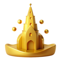 Golden Architectural Structure with Floating Spheres png