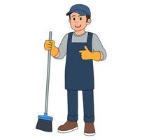 Cartoon Man Cleaning Service Vectors