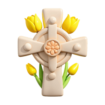 3d rendido Cruz com tulipas png