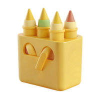 3D Render of Colorful Crayons in a Box png