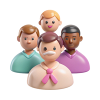 Diverse Group of 3D Cartoon Characters png
