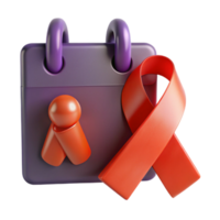 Calendar with Red Ribbon Awareness and Support png