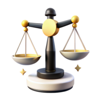 3D Render of a Scale of Justice png