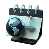 Global Justice Calendar with Globe and Scales png