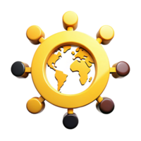 Global Network Connection Icon with Earth and Spokes png