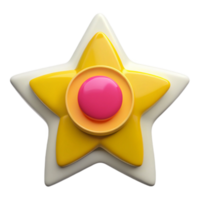 3D Cartoon Yellow Star with Pink Button png
