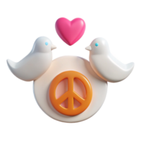 Peace Symbol with Two Doves and a Heart png