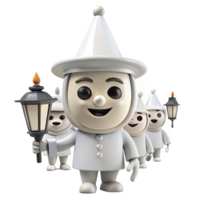 Smiling Cartoon Character with Lantern and Friends png