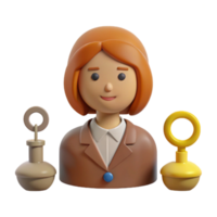 3D Cartoon Woman with Two Objects png