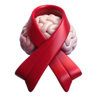 Red Ribbon Wrapped Around a Brain A Symbol of Support png