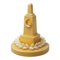 3D Render of a Crescent Moon and Star on a Tall Monument png