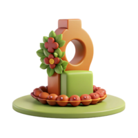3D Render of a Stylized Floral Object png