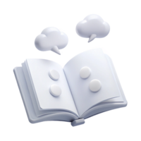Open Book with Speech Bubbles Knowledge Sharing and Communication png