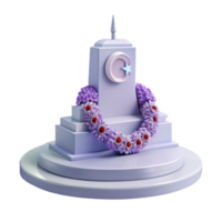 Purple 3D Render of a Floral Decorated Structure with a Crescent Moon and Star png