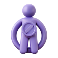 Purple 3D Character Holding a Circle with a Slash Through It png