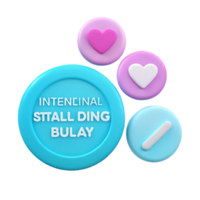 Intentional Stall Ding Bulay 3D Rendered Icons with Hearts and a Slash png