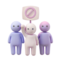 Group of Cartoon Figures Protesting with a No Sign png