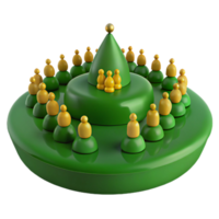 3D Illustration of a Hierarchical Structure with Many People on a Green Platform png