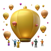 Group of People Watching Lanterns Float in the Sky png