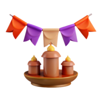 3D Rendered Festive Candles with Flags png