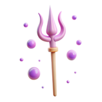 Purple 3D Trident with Floating Spheres png