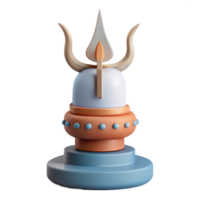 3D Render of a Symbolic Structure with a Flame and Curved Horns png