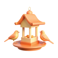 3D Render of a Bird Feeder with Two Birds png