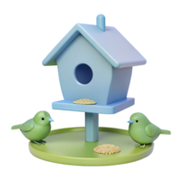 3D Render of a Birdhouse with Two Birds png