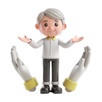 3D Cartoon Character with Open Arms and Welcoming Hands png