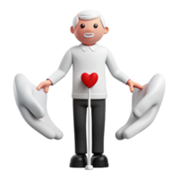 3D Cartoon Illustration of an Elderly Man Holding Out Two Open Hands png