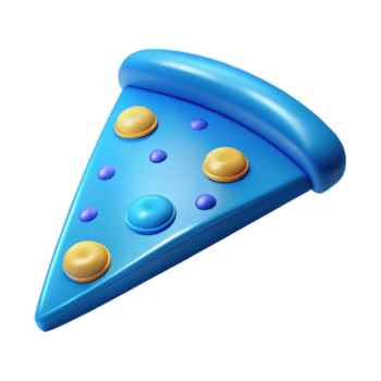 azul pizza fatia com amarelo e roxa coberturas 3d render png