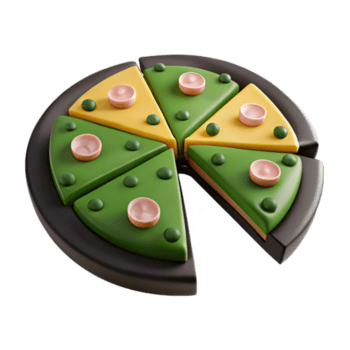 3d rendido pizza com verde e amarelo coberturas png